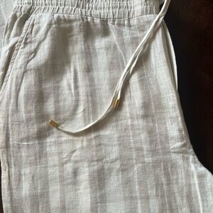 Ellen Tracy Women’s wide leg linen blend Stripe Pant